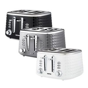 GEEPAS Argyle 4 Slice Bread Toaster 7 Level Browning Control Defrost Reheat - Picture 1 of 25