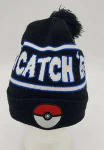 Pokemon 2016 Adult Size Black Beanie W/ Pom Winter Hat One Size Fits Most - Picture 1 of 6