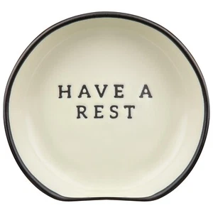 Black & White Ceramic Spoon Rest Tea Tidy Utensils Holder Rest Kitchen Gift - Picture 1 of 2