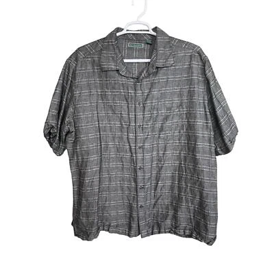 Cubavera Shirt Men's Sz 2XLT B&T Gray Linen Blend Plaid Short Sleeve Button Up - Image 1 of 4
