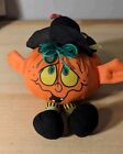 Peluche tête citrouille suspendue décoration Halloween décor vintage jouet orange sorcière
