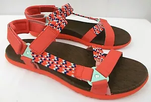 Merrell Hot Coral US Women's 10 M Blue White Pink Woven Open Toe/Heel Sandals - Picture 1 of 8