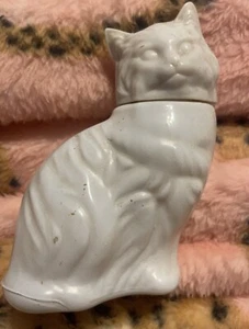 Vintage White Glass Sitting Cat Avon Parfum Cologne Flakon No Parfum Empty - Bild 1 von 4
