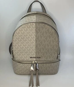 Michael Kors Rhea Bolso de Hombro Mochila Mediano Logo Blanco Gris Dividido - Imagen 1 de 14