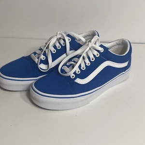 Custom Vans leuchtend blau und weiß Schuhgröße 7 Herren 8,5 Damen neu ohne Etikett - Bild 1 von 7
