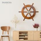 Beau objet de décoration de roue antique roue en bois nautique maritime solide
