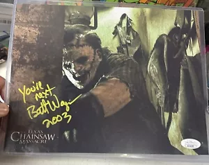 Brett Wagner signed Leatherface 8x10 picture with You’re Next inscription. JSA - Picture 1 of 2