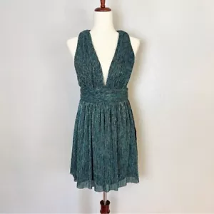 LULUS Women's Size S Ailey Gold/Teal Blue Sleeveless Skater Mini Cocktail Dress - Picture 1 of 11