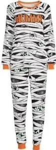 Damen kleine 4-6 Mumie leuchtet im Dunkeln Halloween Pyjama Set Oberteil/Jogginghose - Bild 1 von 3