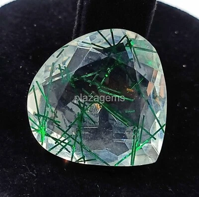 Green Rutilated Quartz 74 Ct Certified Pear Cut Loose Gemstone 30x29mm 4AUU - Image 1 of 4