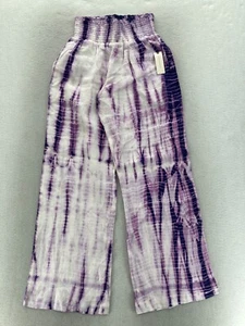 Cloth & Stone X Anthropologie Wide Leg Pants Women's Small Purple Tie Dye Linen - Picture 1 of 12