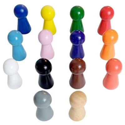 10x Große-Pöppel 19x40 mm Spielfiguren aus Holz im Set Bunt Mega Figuren Halma - Bild 1 von 2