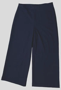 Bailey 44 Navy Blue Cropped Wide Leg Pull On Pants Elastic Waist Women's Size L - Picture 1 of 8