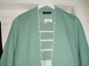 Cardigan Classic Ann Thomas Edged Twinset Striped Colour Size: 10/12 (UK) Eur S - Picture 1 of 6