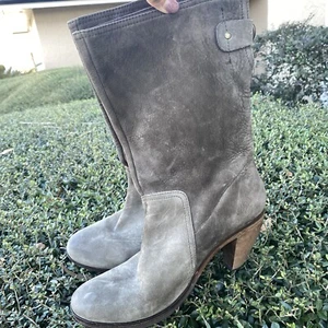 Vialis Gray Suede Mid Calf Boots • Handmade In Spain • EU Size 40 - Picture 1 of 8