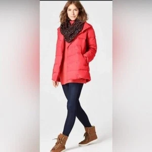 J. JIll Chloe down puffer jacket size large petite red/orange FLAWED - Picture 1 of 11