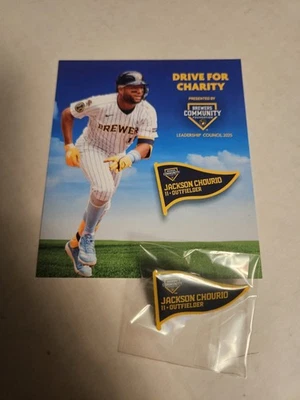 2025 Jackson Chourio Drive For Charity Pin Milwaukee Brewers MLB SGA - Image 1 of 2