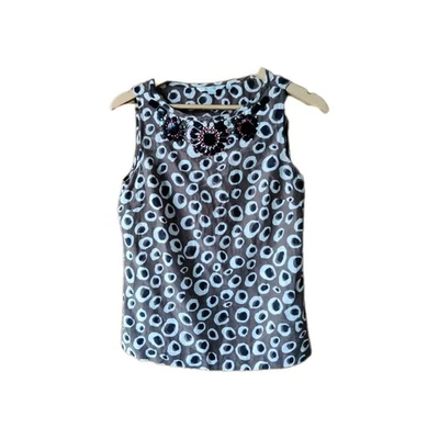 Top sin mangas Boden Pretty mezcla seda talla 8 detalle de cuentas. Animal print en muy buen estado Foto 1 de 4