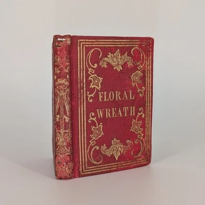 The Floral Wreath 1851 Antique Miniature Gift Book Language of Flowers Foto 1 de 4