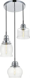 Pendant Light KENNA Transitional Clear Chrome Iron Glass Wire Medium E26 40W - Picture 1 of 1