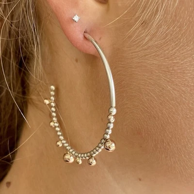 Dodo Pomellato Orecchini Anelle Cerchi Grandi Oro Rosa Argento 100% Originali - Immagine 1 di 4