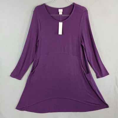 Chico's Women's Long Sleeve Tunic Knit Top Size 2 (US Large) Mystic Purple NWT - Image 1 of 4