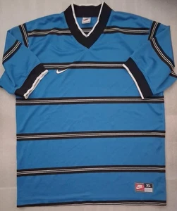 Camiseta deportiva a rayas azul XL EE. UU. Nike Team de colección años 90 - Imagen 1 de 4