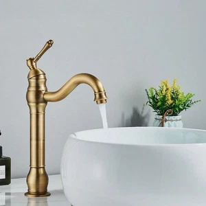 Brass Bathroom Sink Faucet 1Hole Vessel Vanity Mixer Taps Single Handle W/Drain - Picture 1 of 12