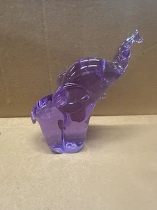 FM KONSTGLAS RONNEBY SWEDEN Purple CRYSTAL BABY ELEPHANT Art Glass Figurine - Picture 1 of 7