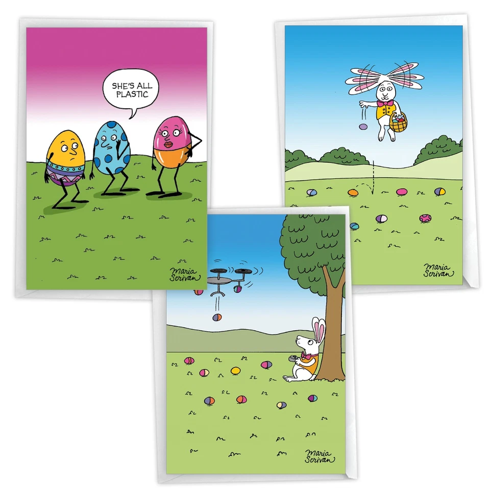 3 Pack (1 Each) Funny Easter Cards - Egg-ceptional Scrivan - Image 1 of 1
