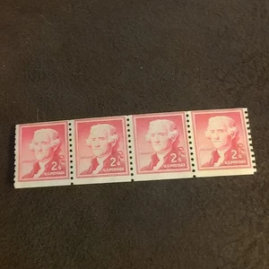 Sc# 1033 US Stamp 1954 2c Thomas Jefferson  Liberty Series Strip Of 4 -#B244 - Picture 1 of 4