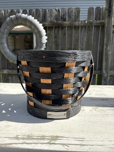 Manga de maceta de plástico Longaberger tamaño mediano negro/madera - Imagen 1 de 3