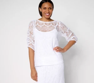 Me by Jennie Garth Charlotte Lace Blouse White Small - Picture 1 of 2