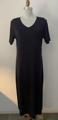 EXCLUSIVELY MISOOK deep navy purple long v-neck  dress~L~VERY NICE~NWT - Image 1 of 3