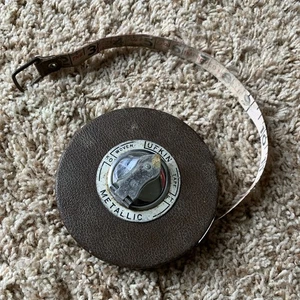 Vintage LUFKIN Hi-Line Leather Case 50' Woven Fabric Non-Metal Tape Measure - Imagen 1 de 13