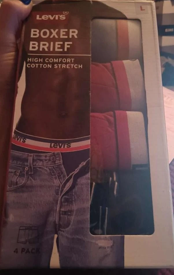 НОВЫЕ МУЖСКИЕ LEVI'S BOXER SHORT ВЫСОКОГО КОМФОРТА ХЛОПОК ЭЛАСТИЧНОЙ 4 УПАКОВКИ НИЖНЕЕ БЕЛЬЕ L 36/38 - Изображение 1 из 1