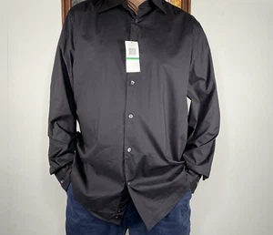 Calvin Klein Button Up Shirt Top Men's Large Black Office Casual NWT - Picture 1 of 11