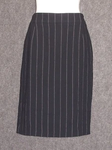 ARMANI Collezioni Black Gray Wool Pinstriped Pencil Skirt SZ 10 - Picture 1 of 4