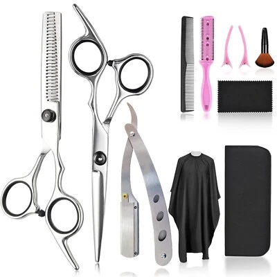 Kit de barberia profesional con tijeras y capa para el cabello pelo nabajas - Imagem 1 de 4