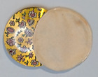 Vintage Round Powder Compact With Mirror In Pouch,Floral Pattern.