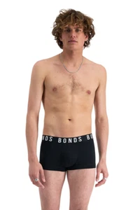 3 x Bonds Mens Icons Low Rise Trunks Underwear Black - Picture 1 of 4