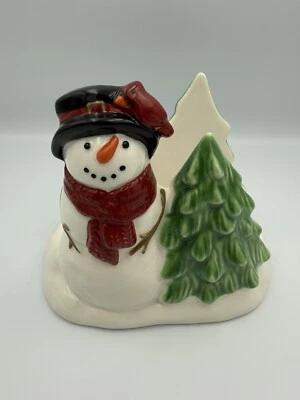 St. Nicholas Square “Yuletide” Snowman Napkin Holder - Christmas Ceramic Decor! - Image 1 of 4