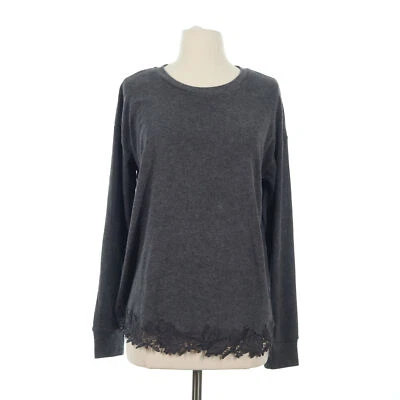 Miss Me Women's Gray Lace Accent Soft Pullover Sweater Sweatshirt - Size Small - Image 1 of 4