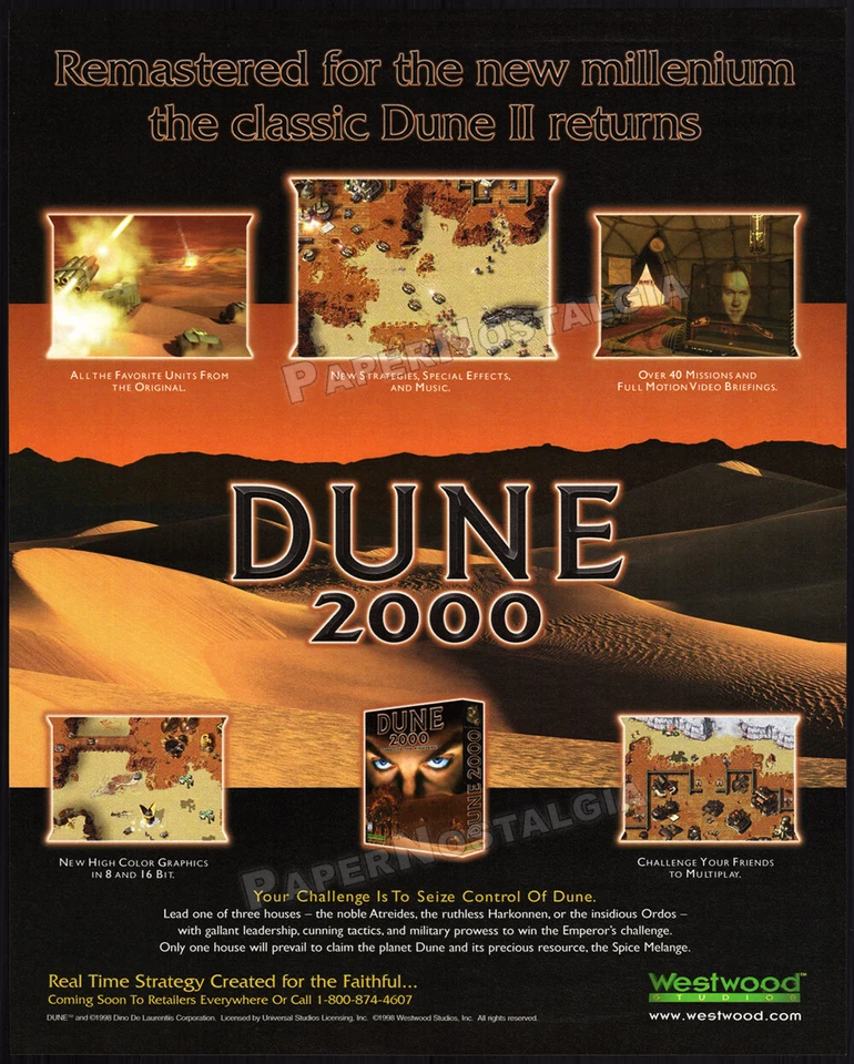 DUNE 2000__Orig. 1998 Trade AD / game promo / poster__PlayStation__PC__Westwood - Image 1 of 1