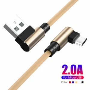 1-3m Cable 90° Data 2A Double Micro USB Cord L-Shape For Samsung Xiaomi Android - Zdjęcie 1 z 14