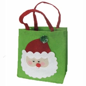 Affascinante Borsa Babbo Natale in Feltro 8"x8"x4" Googly Eyes Sparkle Pom Pom - Foto 1 di 6