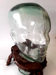 Glass Head Sculpture Clear Green Tint Prop Mannequin W/Stand - Picture 1 of 3