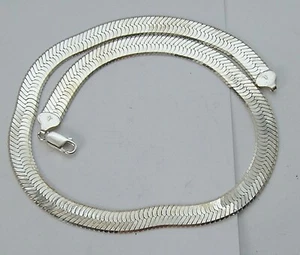 16" Stunning 9mm Herringbone Omega Chain Necklace Sterling Silver Italy 26.8g - Picture 1 of 8