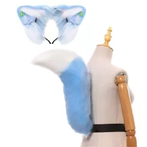 Faux Fur Fox Wolf Ears Headband Animal Tail Cosplay Costume Halloween Christm... - Picture 1 of 2