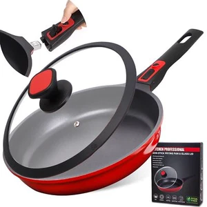 Nonstick Frying Pan Skillet with Silicone Lid 10 Inch Saute Pan Omelet Sauce ... - Picture 1 of 7